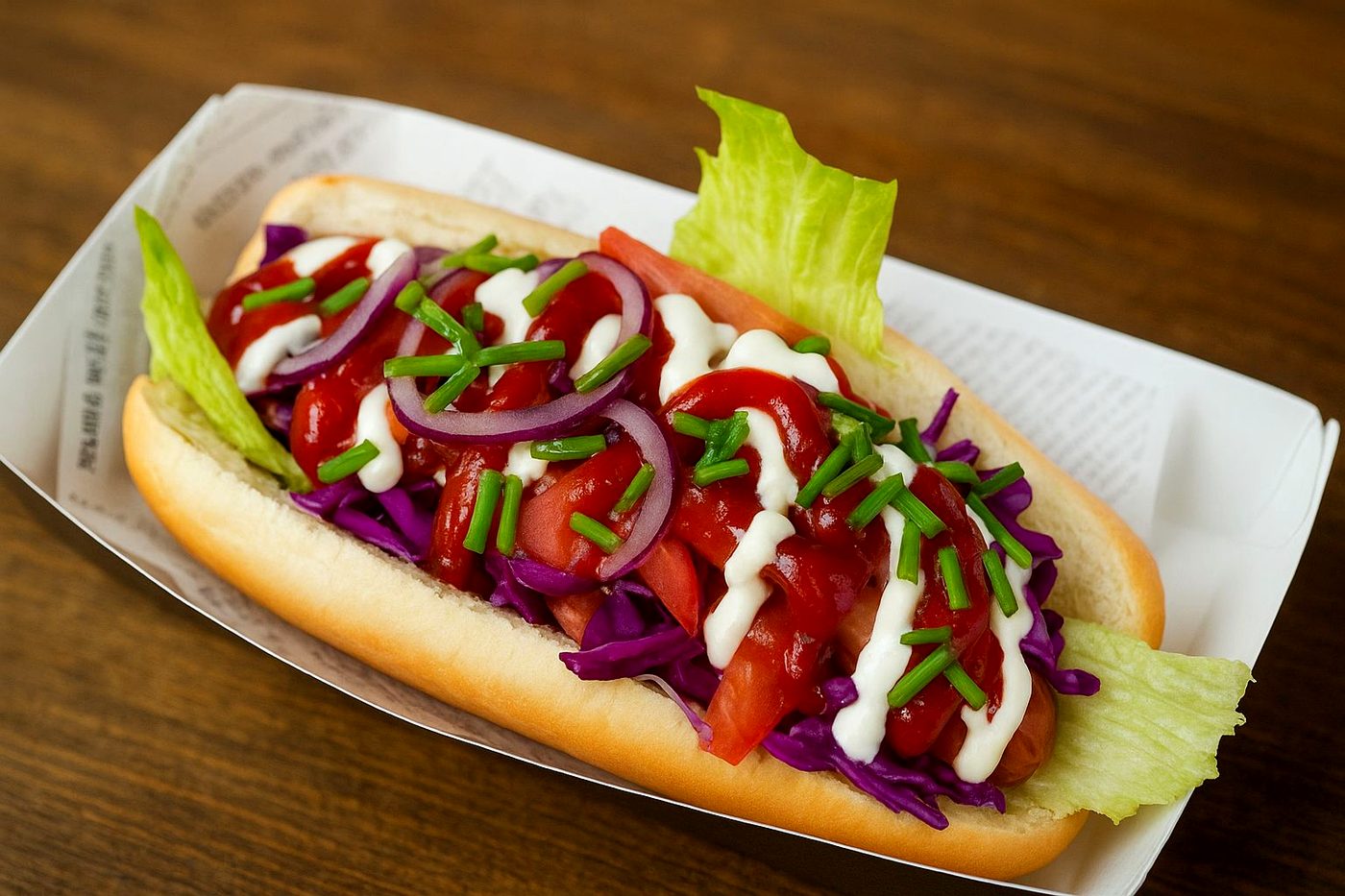 Hot-dog z czerwoną kapustą